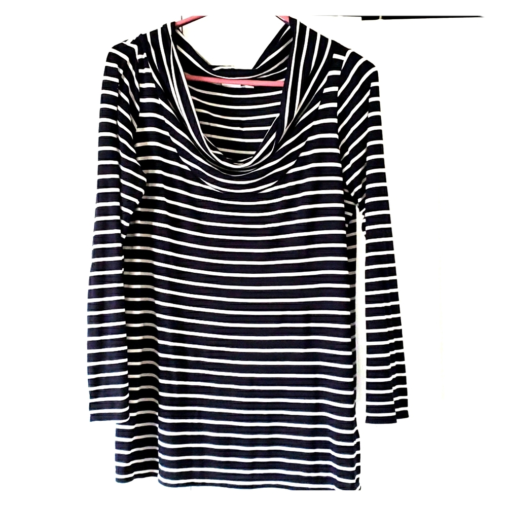 Esprit Black & White Stripe Cowl Top